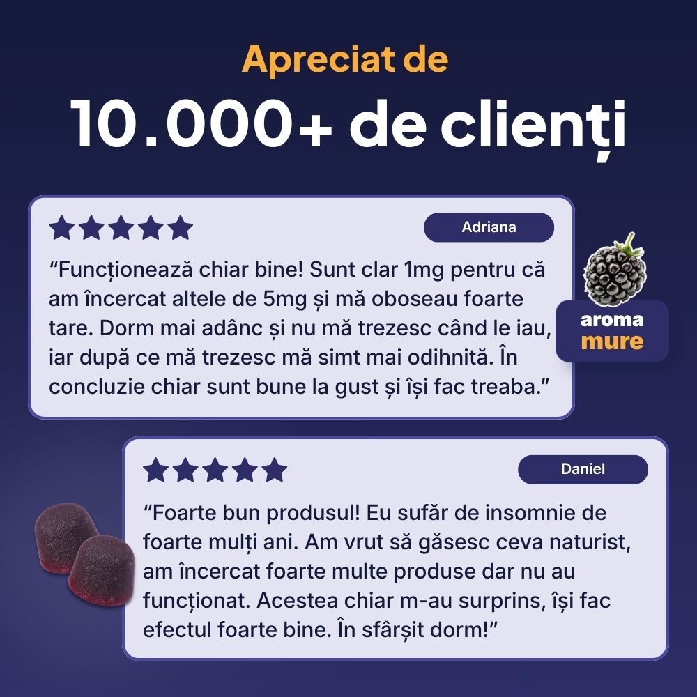 Recenzii clienți SOMI – jeleuri cu melatonină apreciate de peste 10.000 de români pentru un somn mai bun