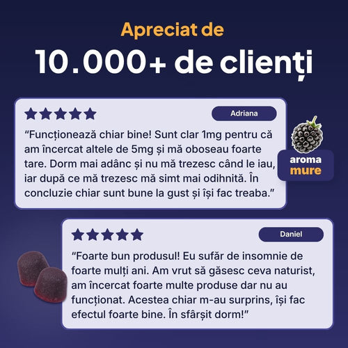Recenzii clienți SOMI – jeleuri cu melatonină apreciate de peste 10.000 de români pentru un somn mai bun